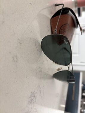 Ray-Ban Aviator Sunglasses - Black Frame with Green Lenses